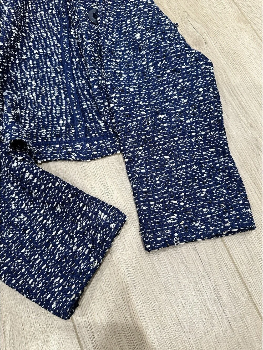 ST.JOHN Size 12 Blue Knit Jacket Blazer - Picture 9 of 13